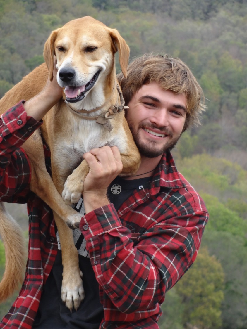 Devin Kelly with his service dog Thunder in Nicaragua